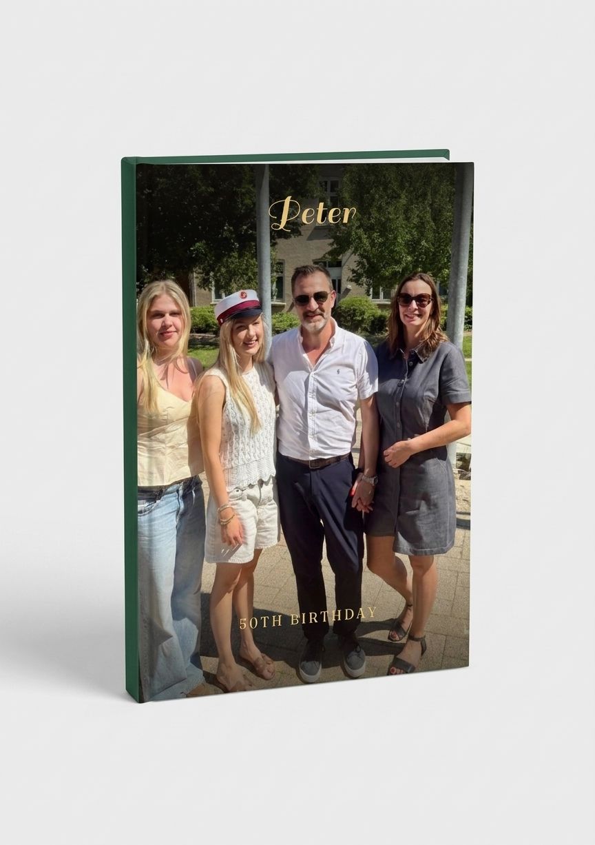 An Eviga hardcover with a photo cover